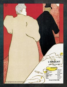 劇「L&39;Argent」の宣伝ポスター、1890年頃